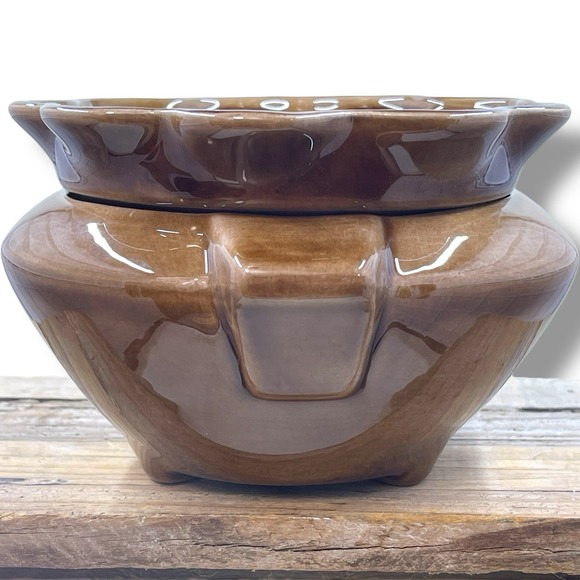 African Violet Self Watering Planter Pot w/ Holes Brown Glaze 2 Pieces Unused - Picture 2 of 10